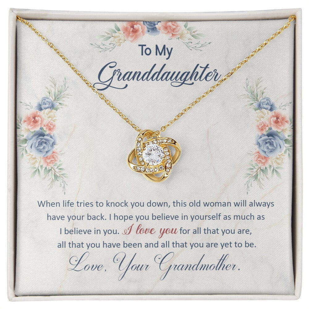 To My Granddaughter, This Old Woman Will Always Have Your Back - Love Knot Necklace