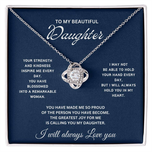To My Beautiful Daughter, The Greatest Joy For Me - Love Knot Necklace