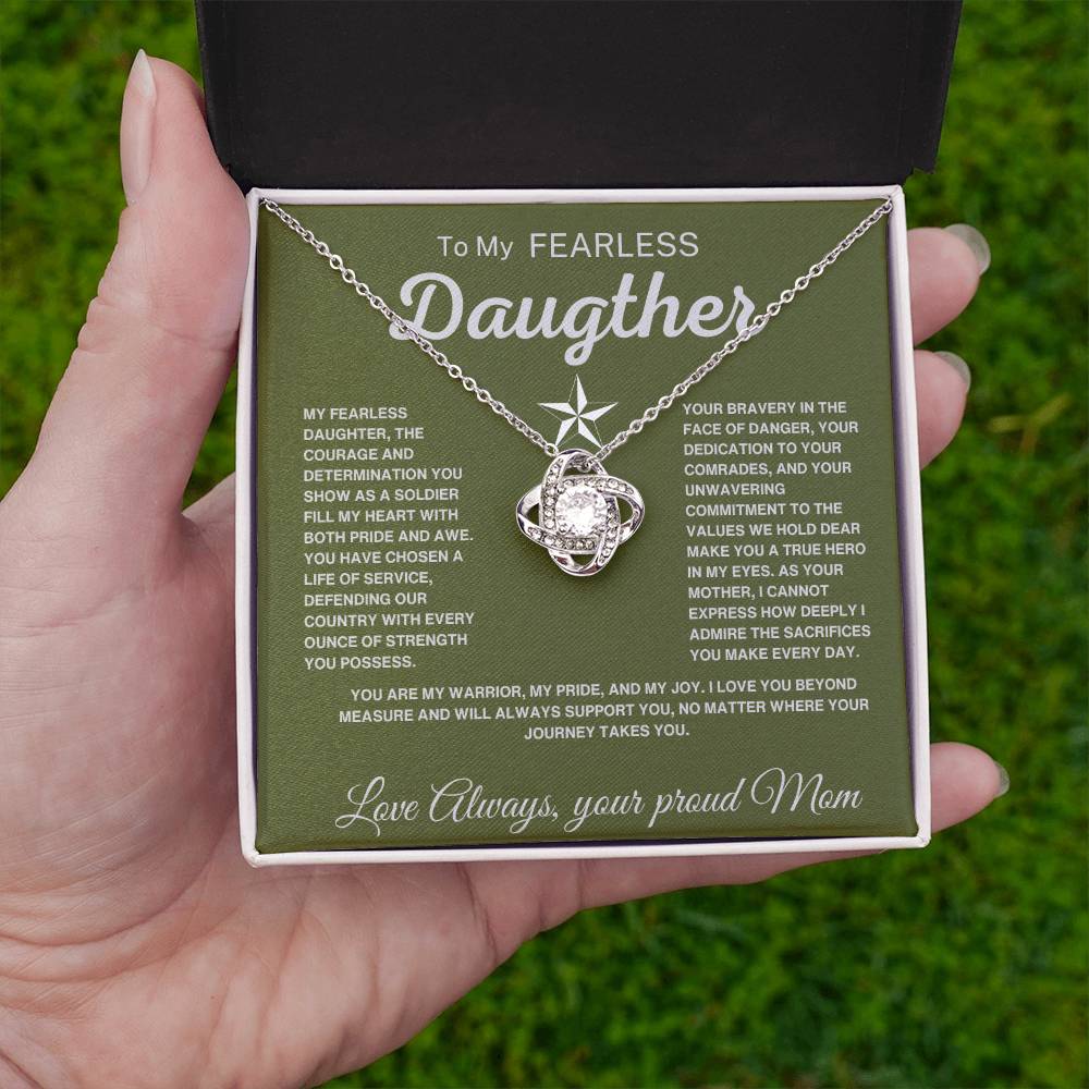 To My Fearless Daughter - Proud Mom To Soldier Daughter Necklace