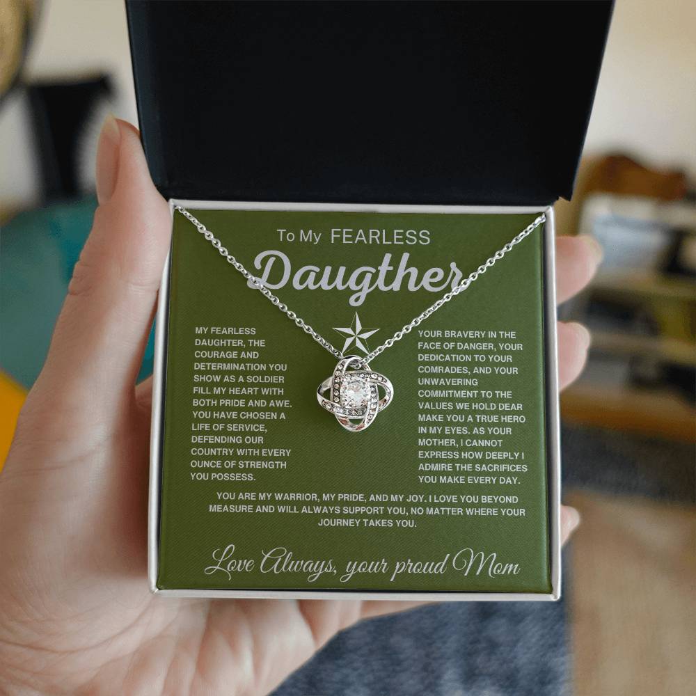 To My Fearless Daughter - Proud Mom To Soldier Daughter Necklace