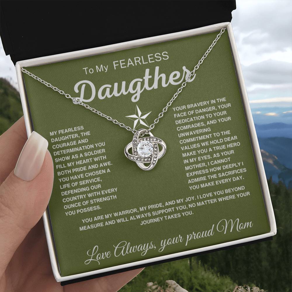 To My Fearless Daughter - Proud Mom To Soldier Daughter Necklace