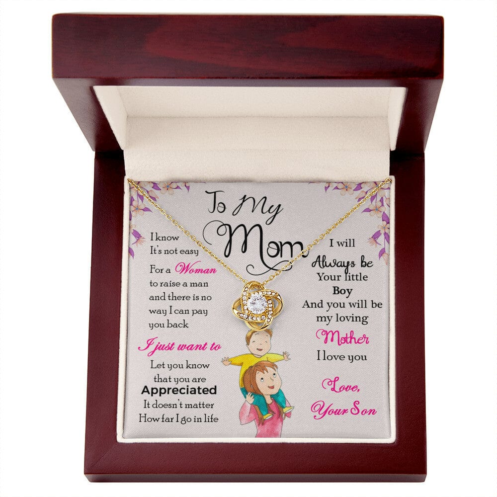 To My Mom, I Will Always Be Your Little Boy - Love Knot Necklace