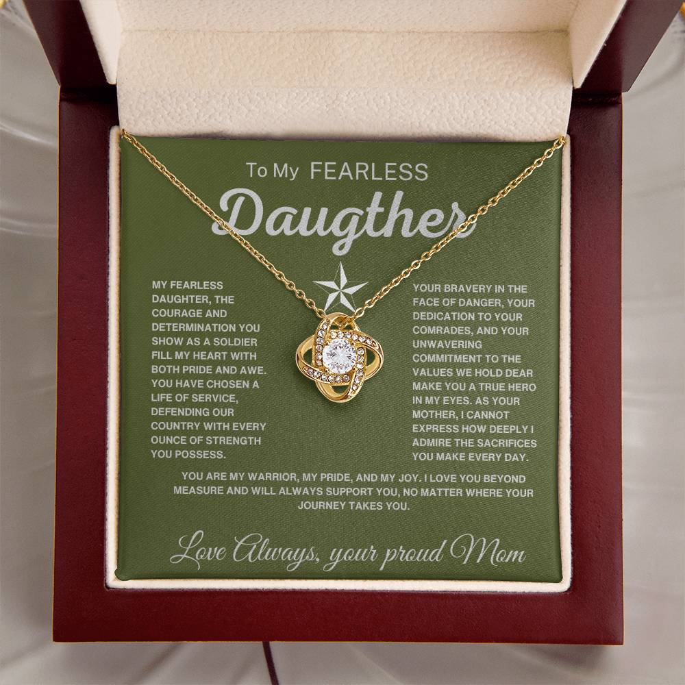 To My Fearless Daughter - Proud Mom To Soldier Daughter Necklace